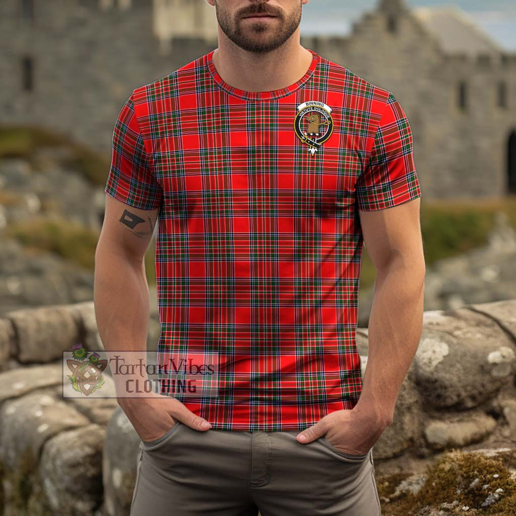 Binning Tartan Cotton T-Shirt with Family Crest Kid's Shirt - Tartan Vibes Clothing