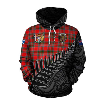 Binning Crest Tartan Cotton Hoodie with New Zealand Silver Fern Half Style Pullover Hoodie XS - Tartan Vibes Clothing