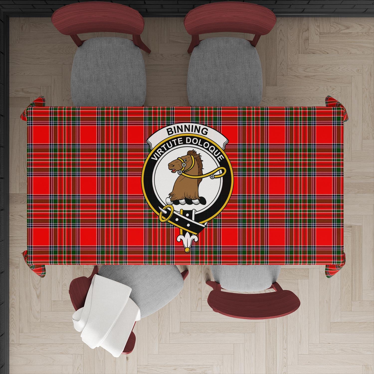 Binning Tartan Tablecloth with Family Crest XL 57.1"x70.9"(145x180cm) - Tartan Vibes Clothing