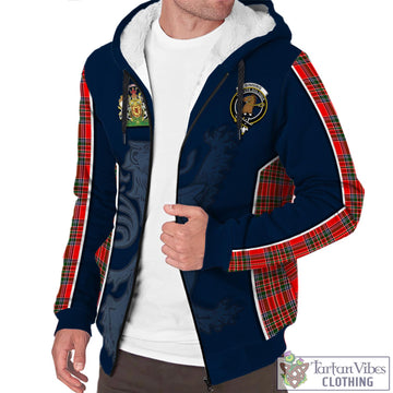Binning Tartan Sherpa Hoodie with Family Crest and Lion Rampant Vibes Sport Style Unisex - Tartan Vibes Clothing