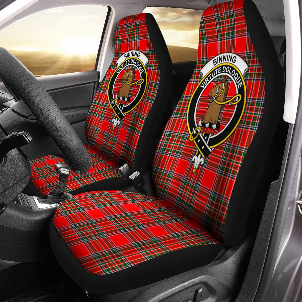 Binning Tartan Car Seat Cover with Family Crest One Size - Tartan Vibes Clothing