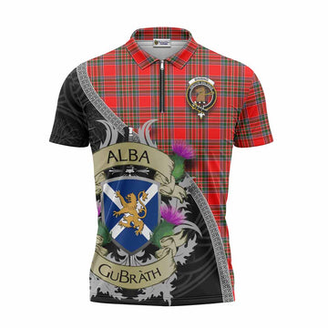 Binning Tartan Family Crest Zipper Polo Shirt Lion Rampant Royal Thistle Shield Celtic Inspired Unisex - Tartan Vibes Clothing