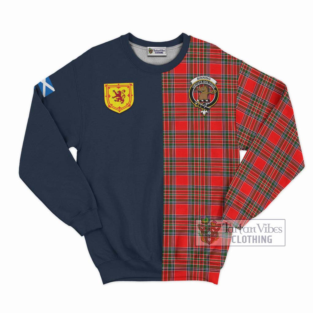 Binning Tartan Sweatshirt Alba with Scottish Lion Royal Arm Half Style Unisex - Tartan Vibes Clothing