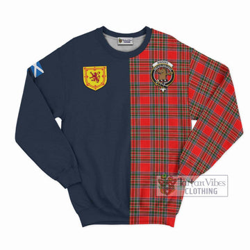 Binning Tartan Sweatshirt Alba with Scottish Lion Royal Arm Half Style Unisex - Tartan Vibes Clothing