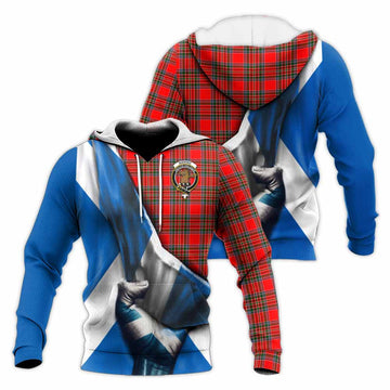 Binning Tartan Knitted Hoodie with Family Crest Scotland Patriotic Style Unisex Knitted Pullover Hoodie - Tartan Vibes Clothing