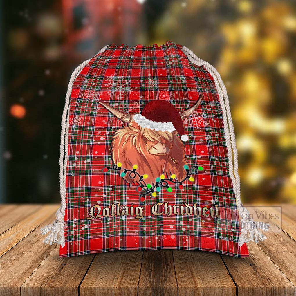 Binning Tartan Christmas Santa's Bag with Twinkle Highland Cattle - Tartan Vibes Clothing