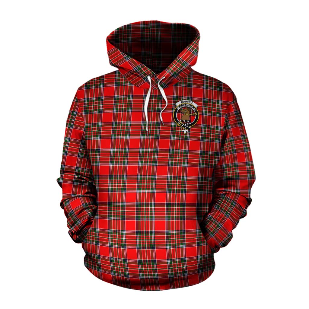 Binning Tartan Cotton Hoodie with Family Crest Celtic Skull Style Pullover Hoodie XS - Tartan Vibes Clothing