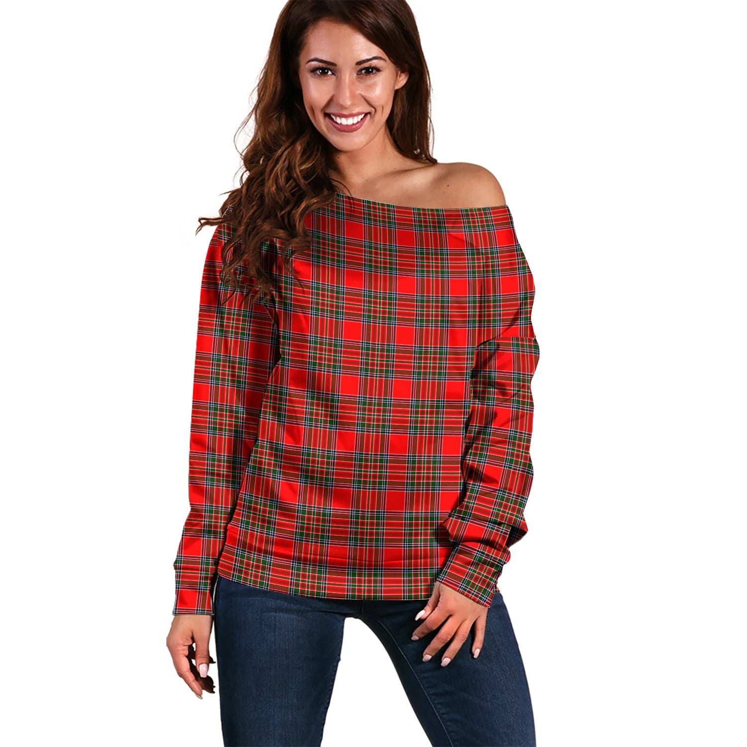 Binning Tartan Off Shoulder Women Sweater Women - Tartan Vibes Clothing