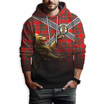 Binning Crest Tartan Hoodie with Golden Lion Emblem Celtic Style Pullover Hoodie - Tartan Vibes Clothing
