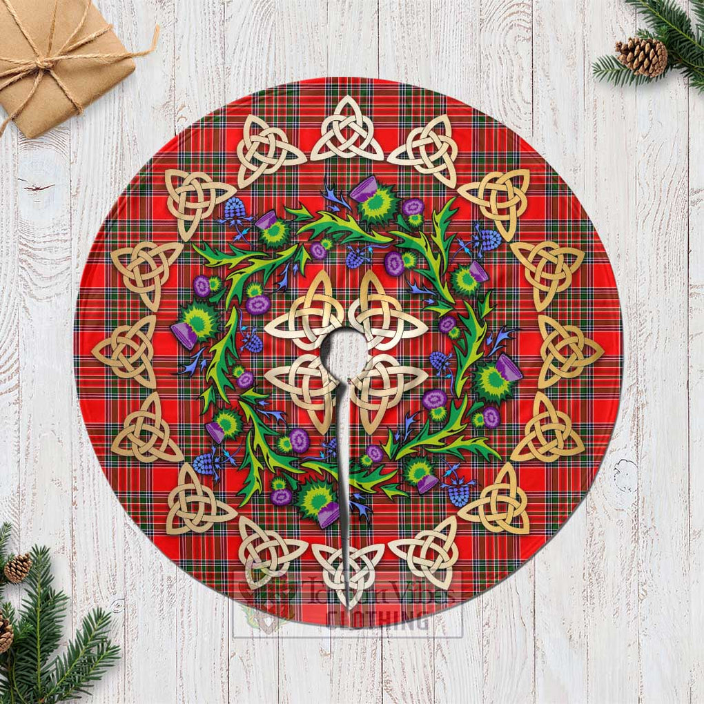 Binning Tartan Christmas Tree Skirt with Thistle Celtic Knot Style Casual Tree Skirts - Tartan Vibes Clothing
