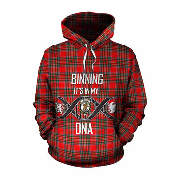 Binning Tartan Cotton Hoodie with Family Crest DNA In Me Style Pullover Hoodie XS - Tartan Vibes Clothing