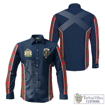 Binning Tartan Long Sleeve Button Up Shirt with Family Crest and Lion Rampant Vibes Sport Style Men's Shirt - Tartan Vibes Clothing