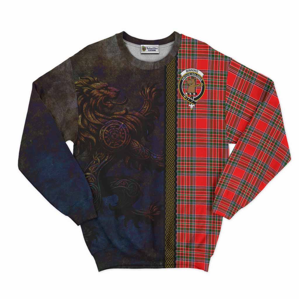 Binning Tartan Family Crest Sweatshirt Alba Gu Brath Be Brave Lion Ancient Style Unisex - Tartan Vibes Clothing