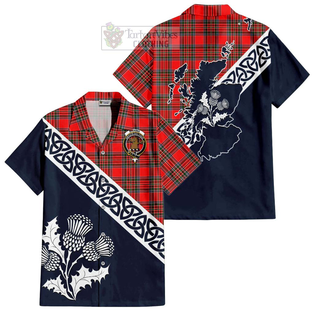 Binning Tartan Hawaiian Shirt Featuring Thistle and Scotland Map Kid - Tartan Vibes Clothing
