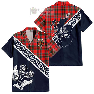 Binning Tartan Hawaiian Shirt Featuring Thistle and Scotland Map Kid - Tartan Vibes Clothing