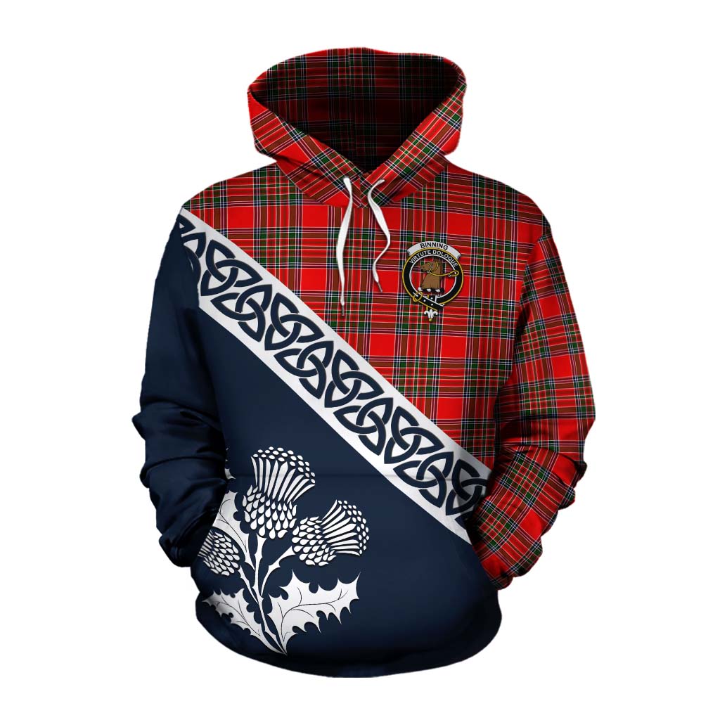 Binning Tartan Cotton Hoodie Featuring Thistle and Scotland Map Pullover Hoodie XS - Tartan Vibes Clothing
