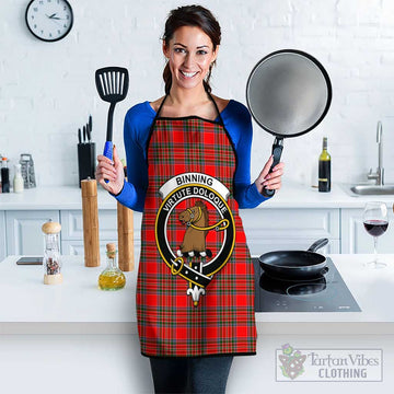 Binning Tartan Apron with Family Crest Black - Tartan Vibes Clothing