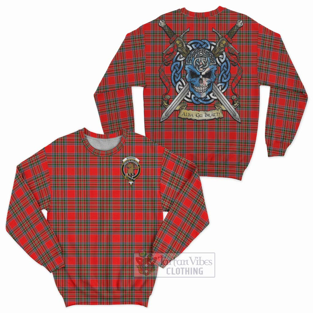 Binning Tartan Sweatshirt with Family Crest Celtic Skull Style Unisex - Tartan Vibes Clothing