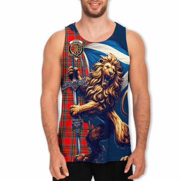 Binning Tartan Family Crest Men's Tank Top with Scottish Majestic Lion Men - Tartan Vibes Clothing