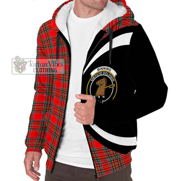 Binning Tartan Sherpa Hoodie with Family Crest Circle Style Unisex S - Tartan Vibes Clothing