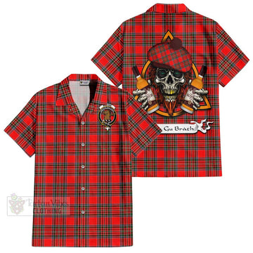 Binning Tartan Hawaiian Shirt with Family Crest and Bearded Skull Holding Bottles of Whiskey Kid - Tartan Vibes Clothing