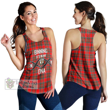 Binning Tartan Women's Racerback Tanks with Family Crest DNA In Me Style 4XL - Tartan Vibes Clothing