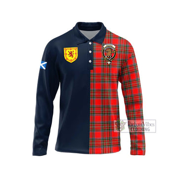 Binning Tartan Long Sleeve Polo Shirt Alba with Scottish Lion Royal Arm Half Style Unisex - Tartan Vibes Clothing