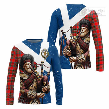 Binning Tartan Long Sleeve T-Shirt with Family Crest Scottish Bagpiper Vibes Unisex - Tartan Vibes Clothing