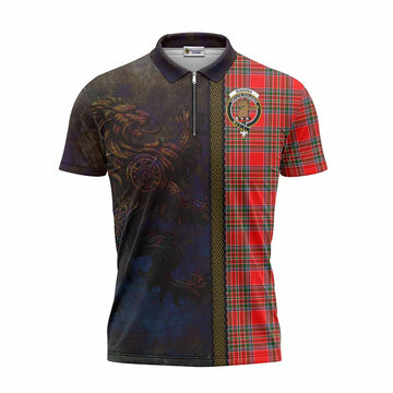 Binning Tartan Family Crest Zipper Polo Shirt Alba Gu Brath Be Brave Lion Ancient Style Unisex - Tartan Vibes Clothing