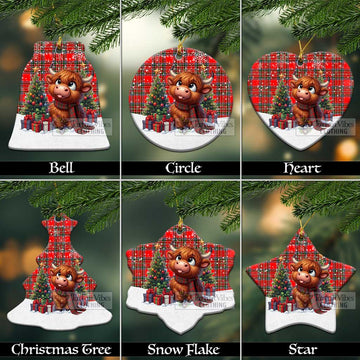Binning Tartan Christmas Ceramic Ornament with Adorable Highland Coo Ceramic - Tartan Vibes Clothing