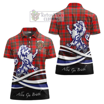 Binning Tartan Women's Polo Shirt with Alba Gu Brath Regal Lion Emblem Women - Tartan Vibes Clothing
