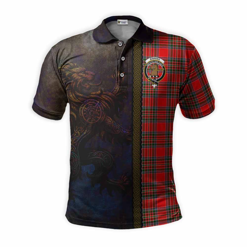 Binning Tartan Family Crest Polo Shirt Alba Gu Brath Be Brave Lion Ancient Style Kid - Tartan Vibes Clothing