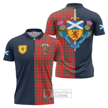 Binning Tartan Zipper Polo Shirt Alba with Scottish Lion Royal Arm Half Style Unisex - Tartan Vibes Clothing