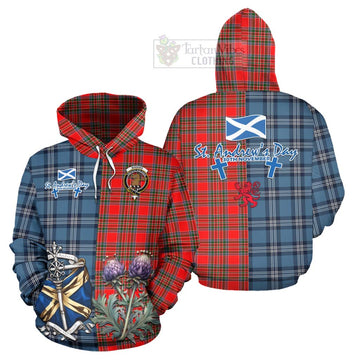 Binning Tartan Hoodie Happy St. Andrew's Day Half Tartan Style Zip Hoodie - Tartan Vibes Clothing