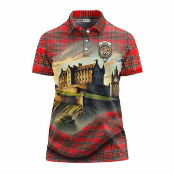 Binning Tartan Family Crest Women's Polo Shirt with Scottish Ancient Castle Style Women - Tartan Vibes Clothing