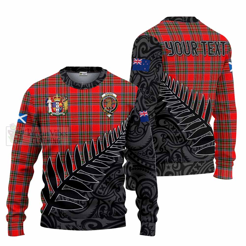 Binning Crest Tartan Knitted Sweater with New Zealand Silver Fern Half Style Unisex - Tartan Vibes Clothing