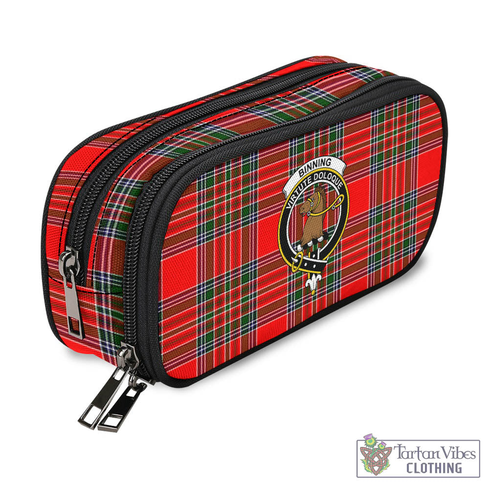 Binning Tartan Pen and Pencil Case with Family Crest - Tartan Vibes Clothing
