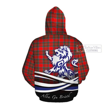 Binning Tartan Cotton Hoodie with Alba Gu Brath Regal Lion Emblem Pullover Hoodie - Tartan Vibes Clothing
