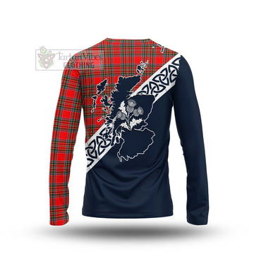 Binning Tartan Long Sleeve T-Shirt Featuring Thistle and Scotland Map - Tartan Vibes Clothing