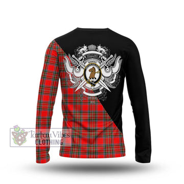 Binning Tartan Long Sleeve T-Shirt with Family Crest and Military Logo Style - Tartan Vibes Clothing