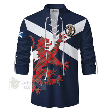 Binning Tartan Lion Rampant Ghillie Kilt Shirt Proudly Display Your Heritage with Alba Gu Brath and Clan Name - Tartan Vibes Clothing