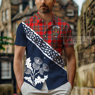 Binning Tartan Hawaiian Shirt Featuring Thistle and Scotland Map - Tartan Vibes Clothing