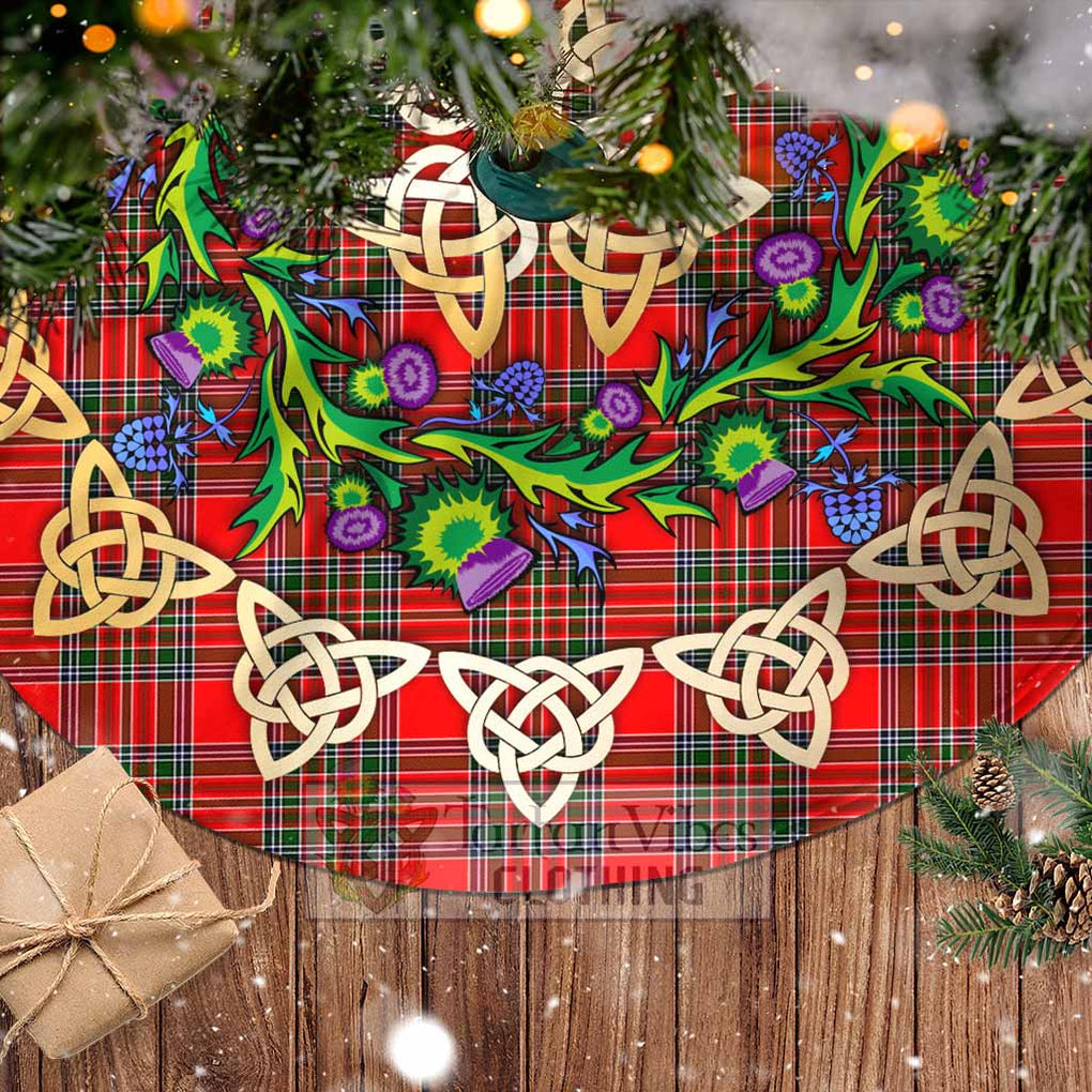 Binning Tartan Christmas Tree Skirt with Thistle Celtic Knot Style - Tartan Vibes Clothing