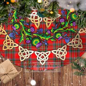 Binning Tartan Christmas Tree Skirt with Thistle Celtic Knot Style - Tartan Vibes Clothing