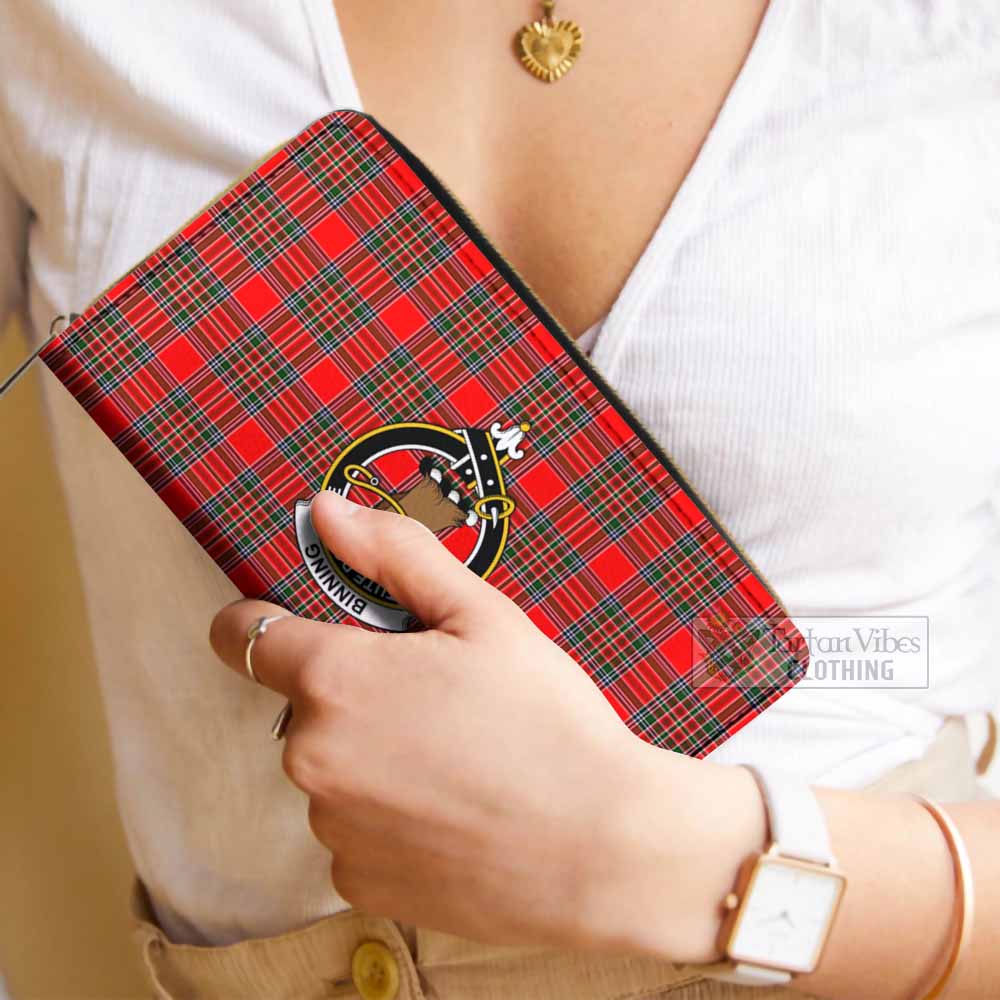 Binning Tartan Women's Leather Wallet with Family Crest - Tartan Vibes Clothing