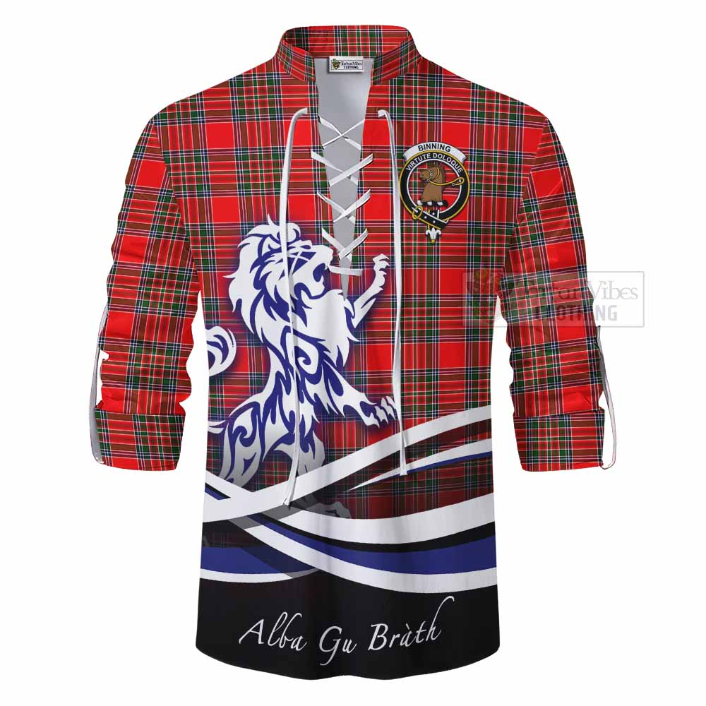 Binning Tartan Ghillie Kilt Shirt with Alba Gu Brath Regal Lion Emblem - Tartan Vibes Clothing