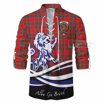 Binning Tartan Ghillie Kilt Shirt with Alba Gu Brath Regal Lion Emblem - Tartan Vibes Clothing