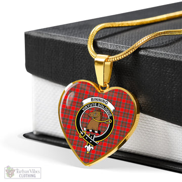 Binning Tartan Heart Necklace with Family Crest - Tartan Vibes Clothing