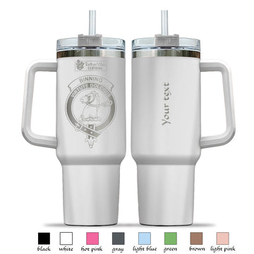 Binning Clan Crest Engraved Tumbler with Handle - 2D-tartanvibesclothing