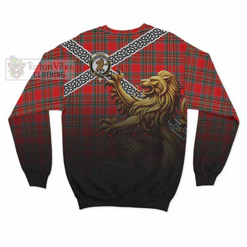 Binning Crest Tartan Sweatshirt with Golden Lion Emblem Celtic Style - Tartan Vibes Clothing